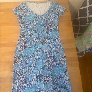 Lilly Pulitzer Blue Sheath Midi Dress with Scoop Neck